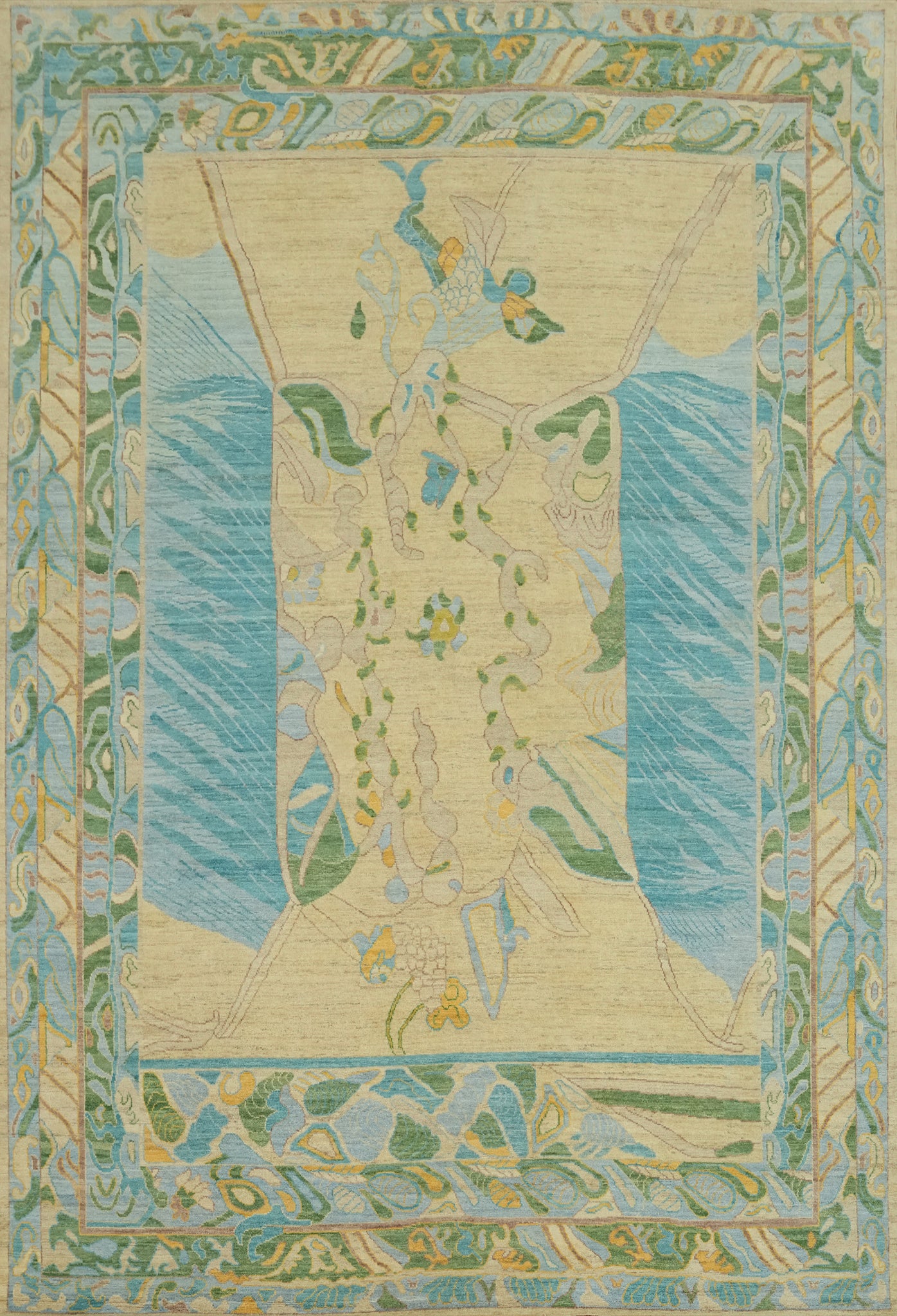 Vegetable Dye Wool Oushak Turkish Large Rug 10x14