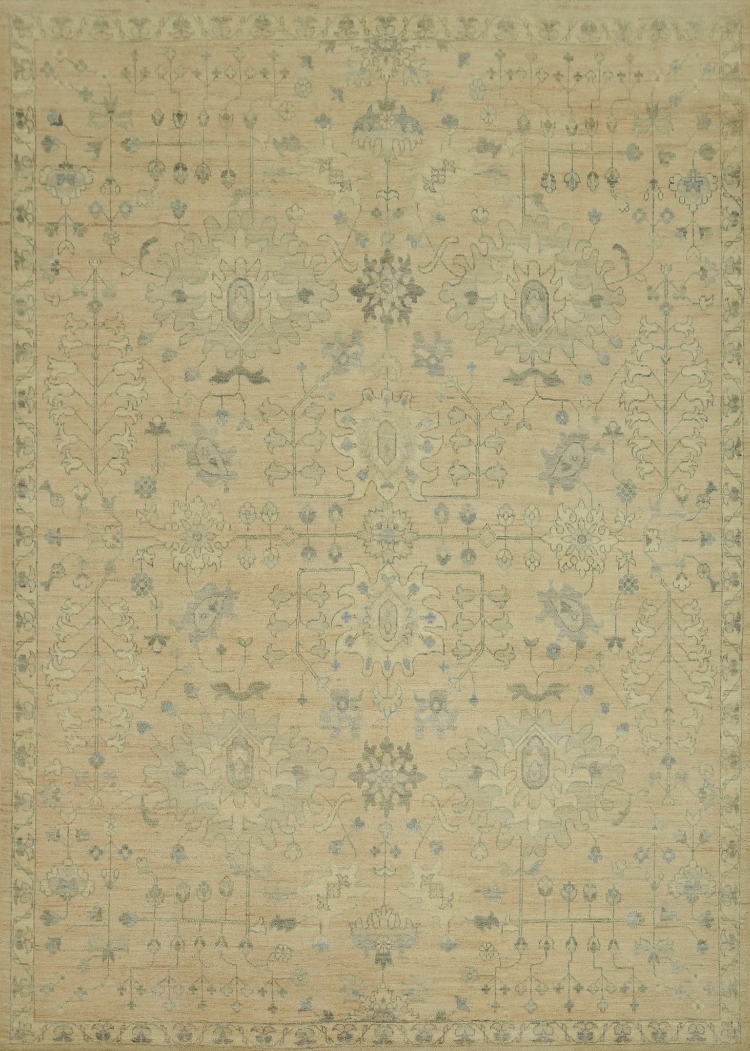 Vegetable Dye Wool Oushak Turkish Area Rug 9x12