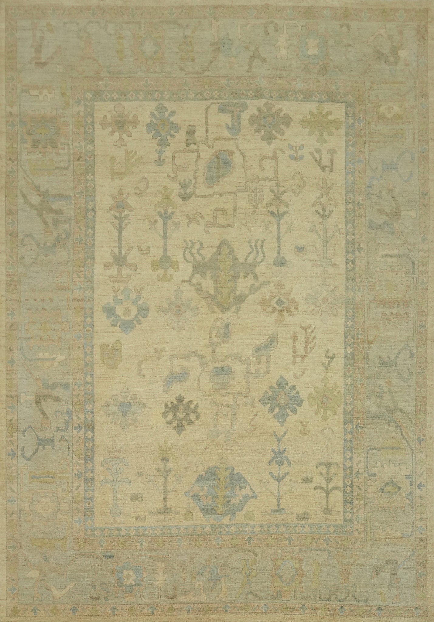 Vegetable Dye Wool Oushak Turkish Large Rug 10x14