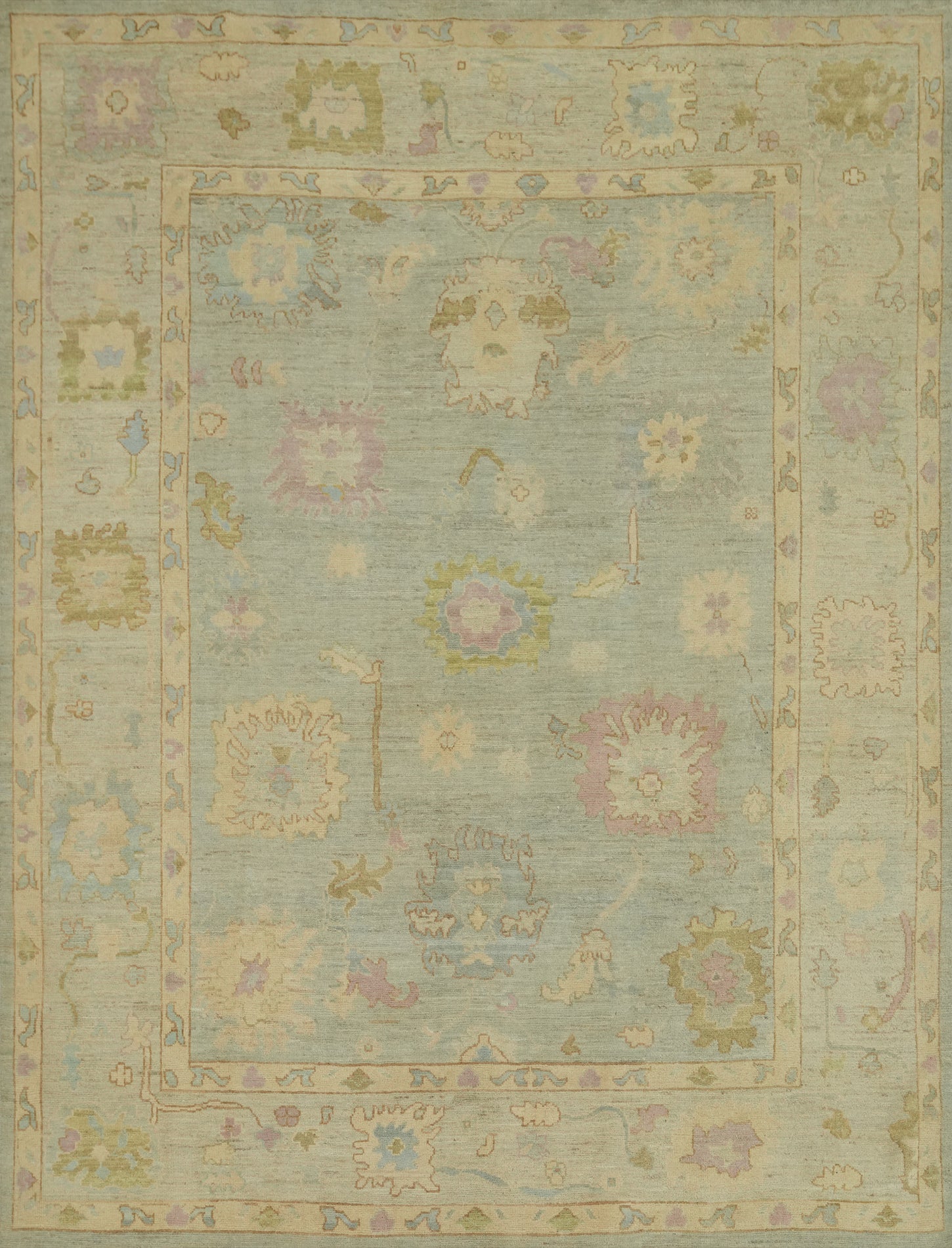 Vegetable Dye Wool Oushak Turkish Area Rug 8x10