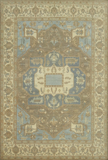 Geometric Wool Oushak Vegetable Dye Large Rug 10x14