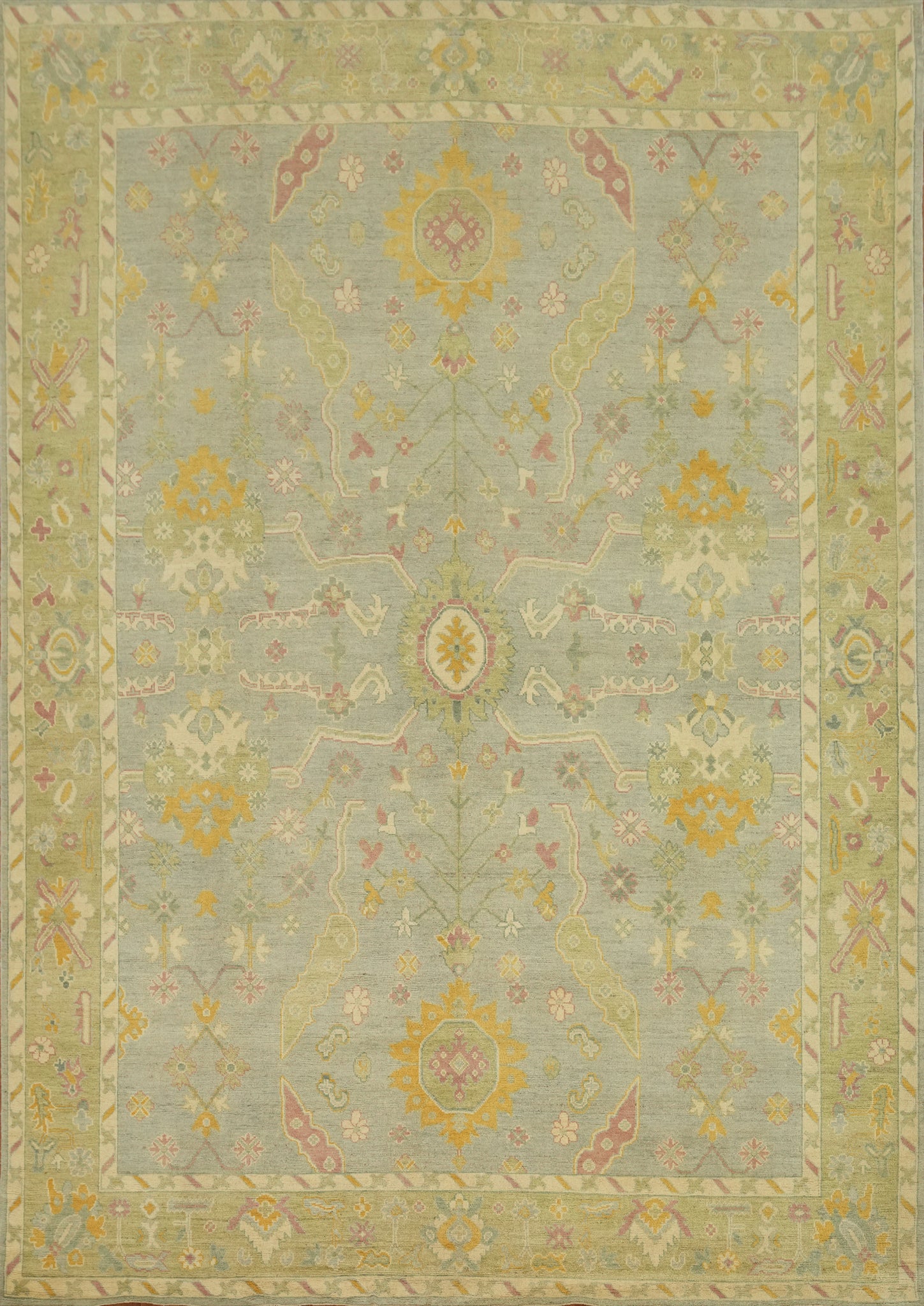 Vegetable Dye Wool Oushak Turkish Area Rug 9x12