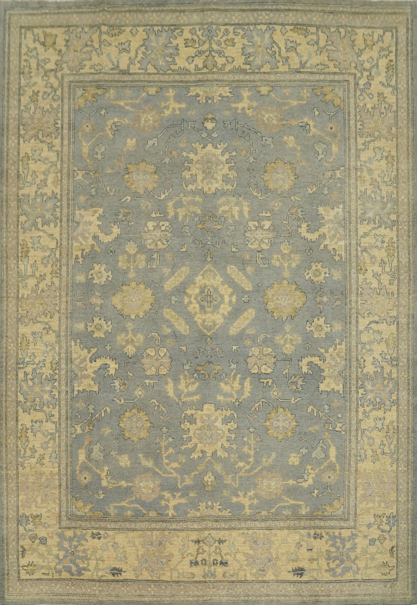 Slate Wool Vegetable Dye Oushak Turkish Area Rug 8x10