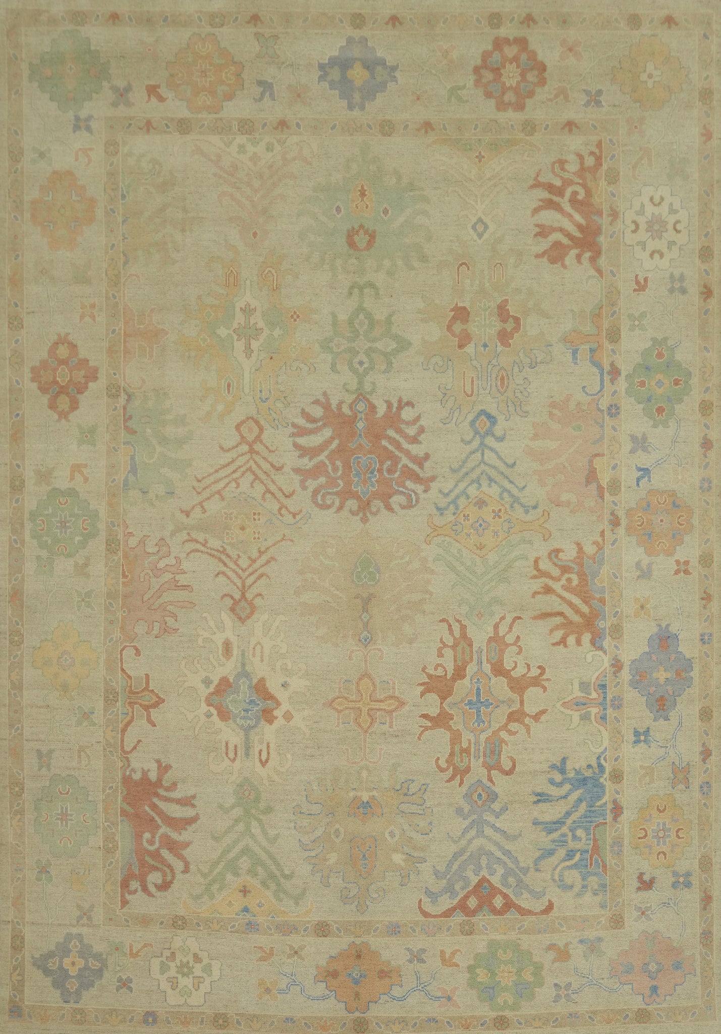 Handmade Wool Oushak Vegetable Dye Area Rug 9x12