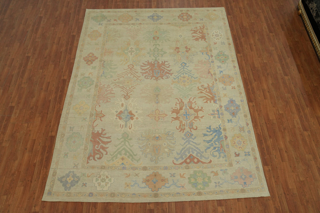 Handmade Wool Oushak Vegetable Dye Area Rug 9x12