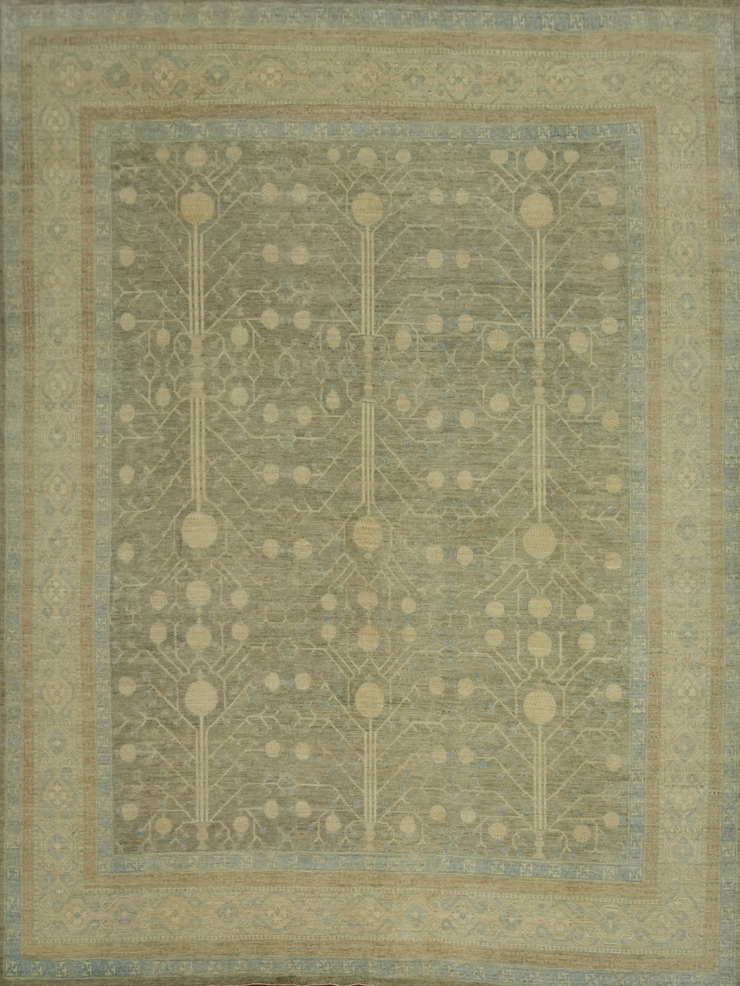 Vegetable Dye Wool Oushak Turkish Large Rug 12x14