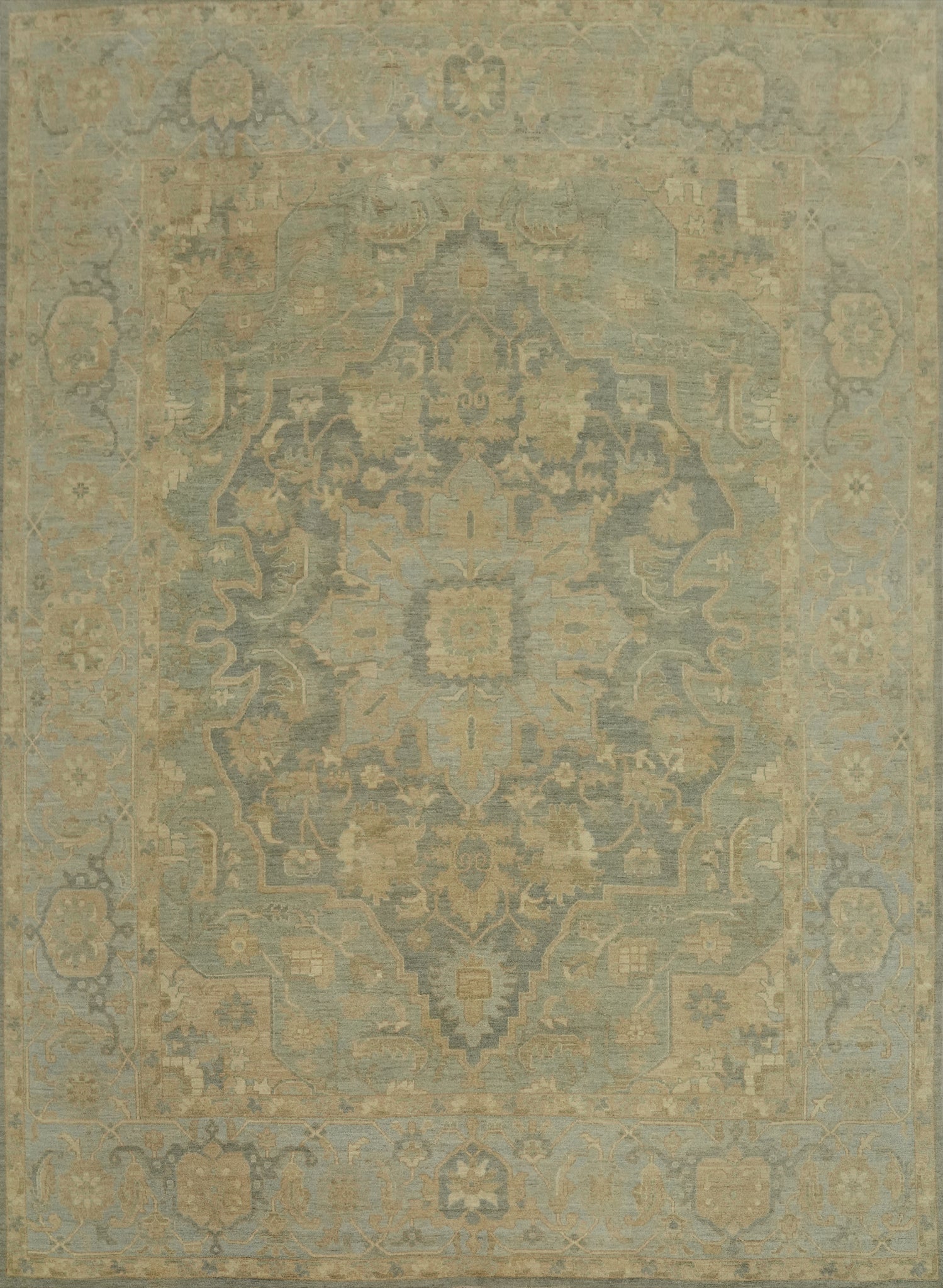 Vegetable Dye Wool Oushak Turkish Large Rug 12x14