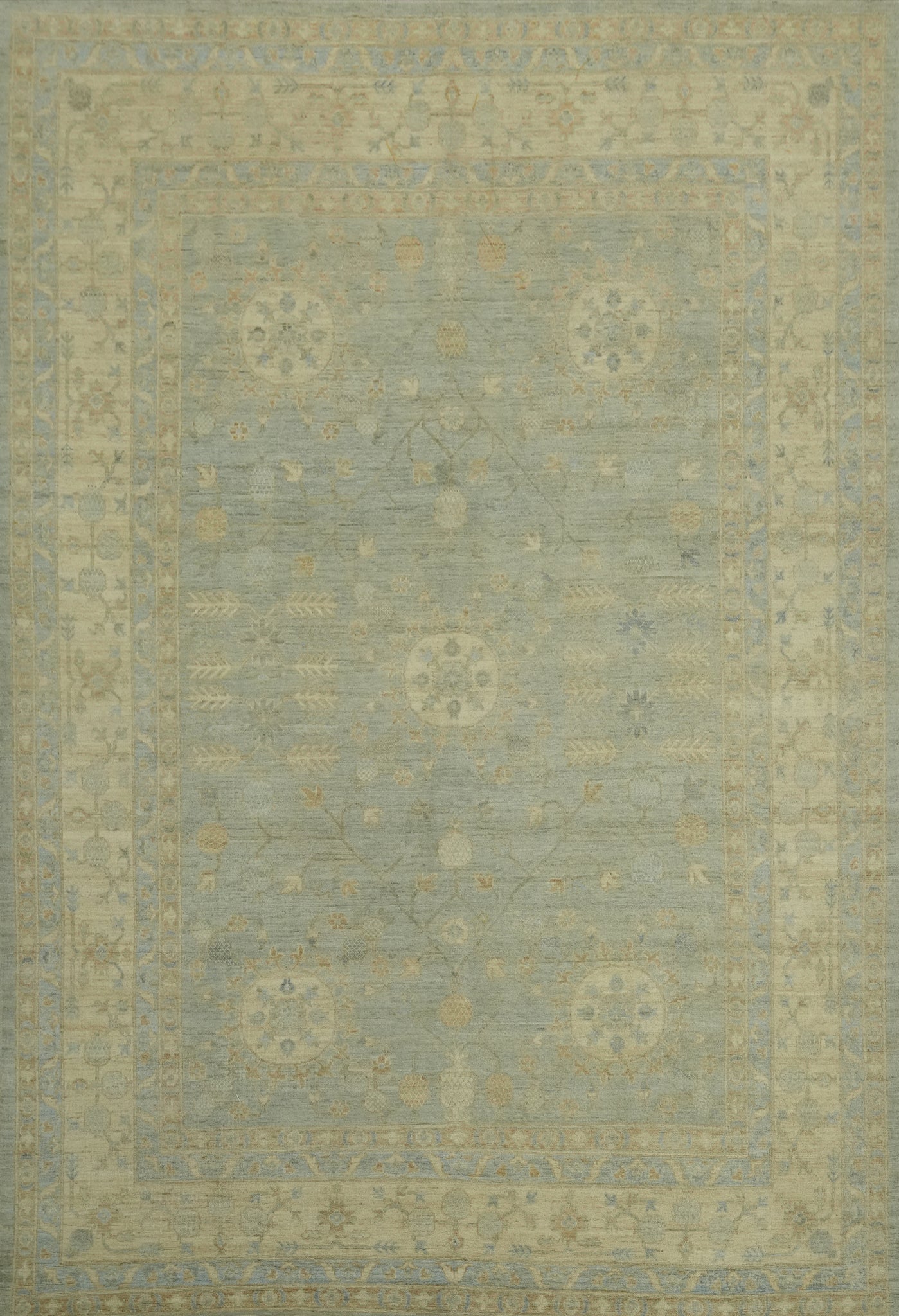 Vegetable Dye Wool Oushak Turkish Area Rug 9x12