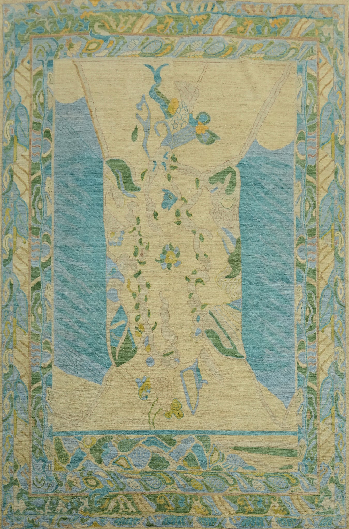 Vegetable Dye Wool Oushak Turkish Large Rug 10x14