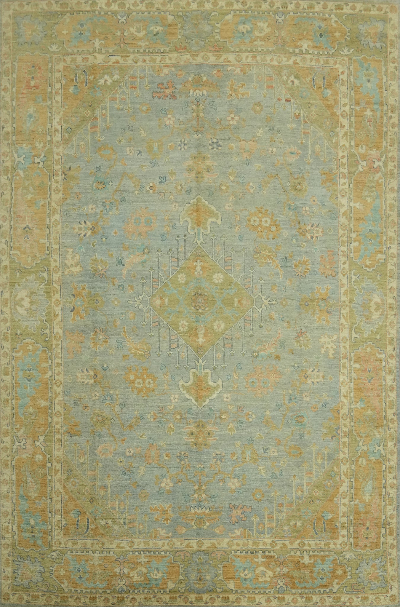 Vegetable Dye Wool Oushak Turkish Large Rug 10x14