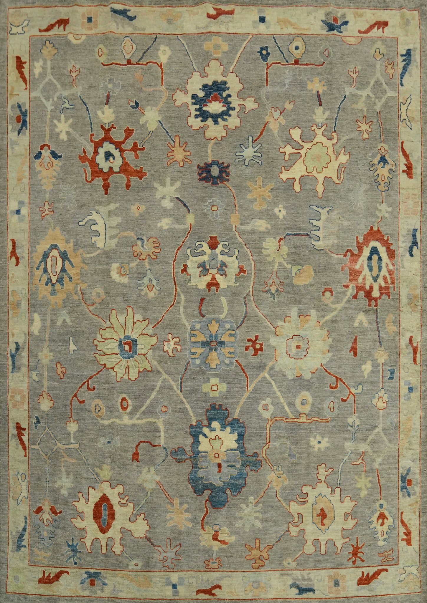 Vegetable Dye Floral Oushak Turkish Area Rug 8x10