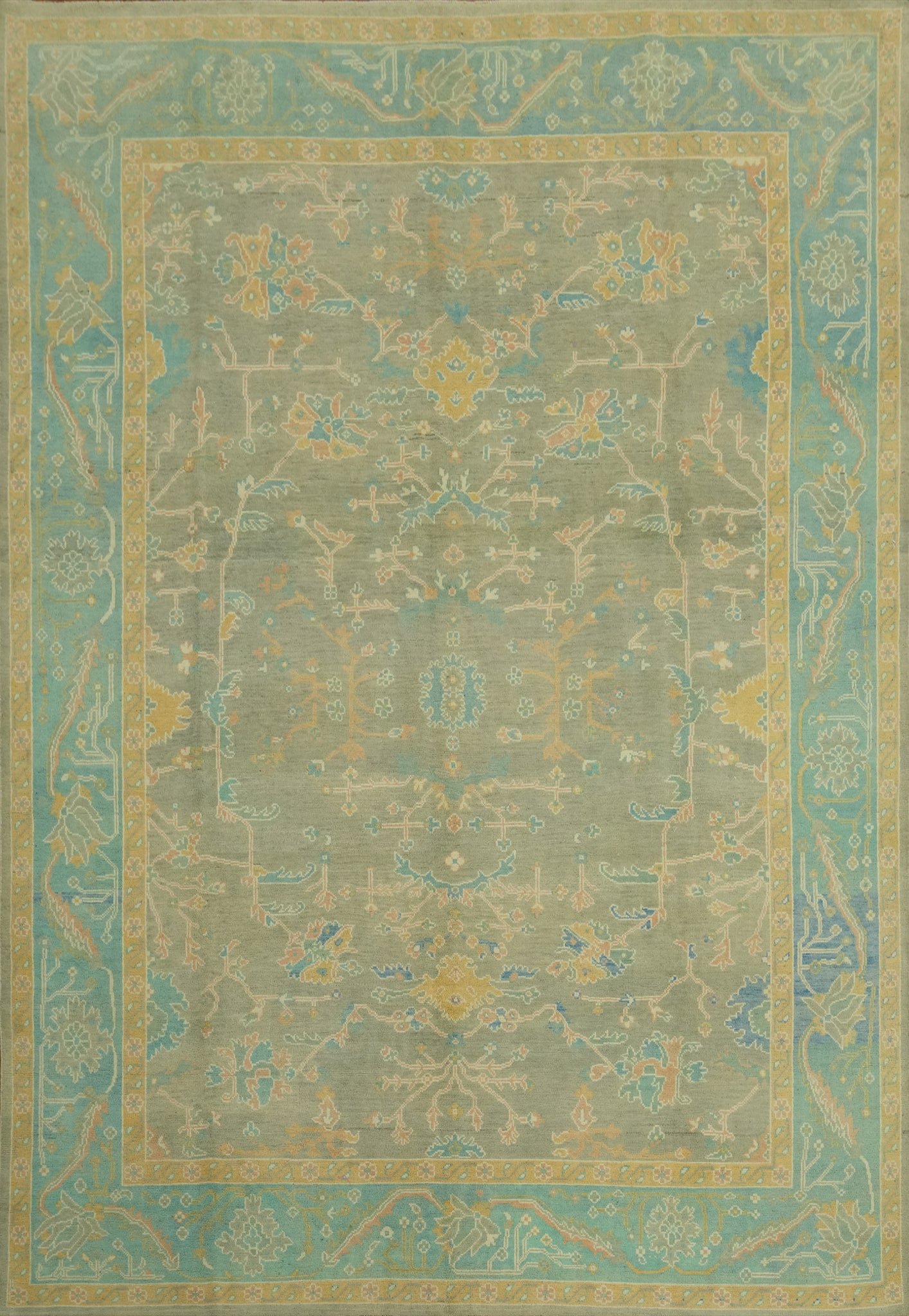 Handmade Wool Oushak Vegetable Dye Area Rug 9x12
