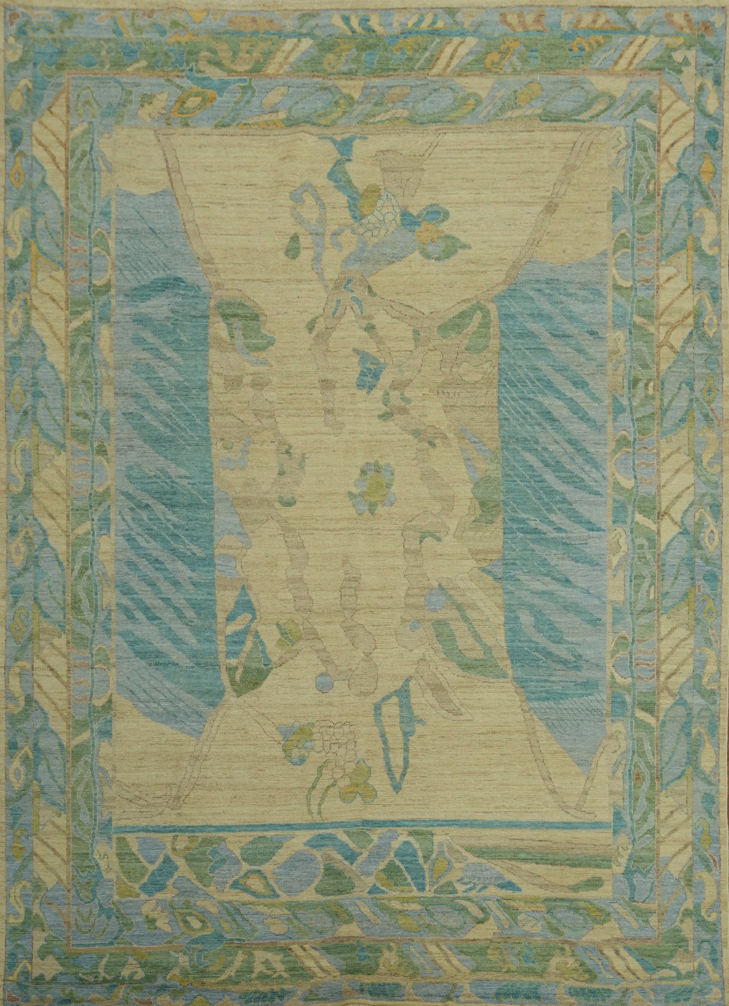 Vegetable Dye Wool Oushak Turkish Area Rug 9x12