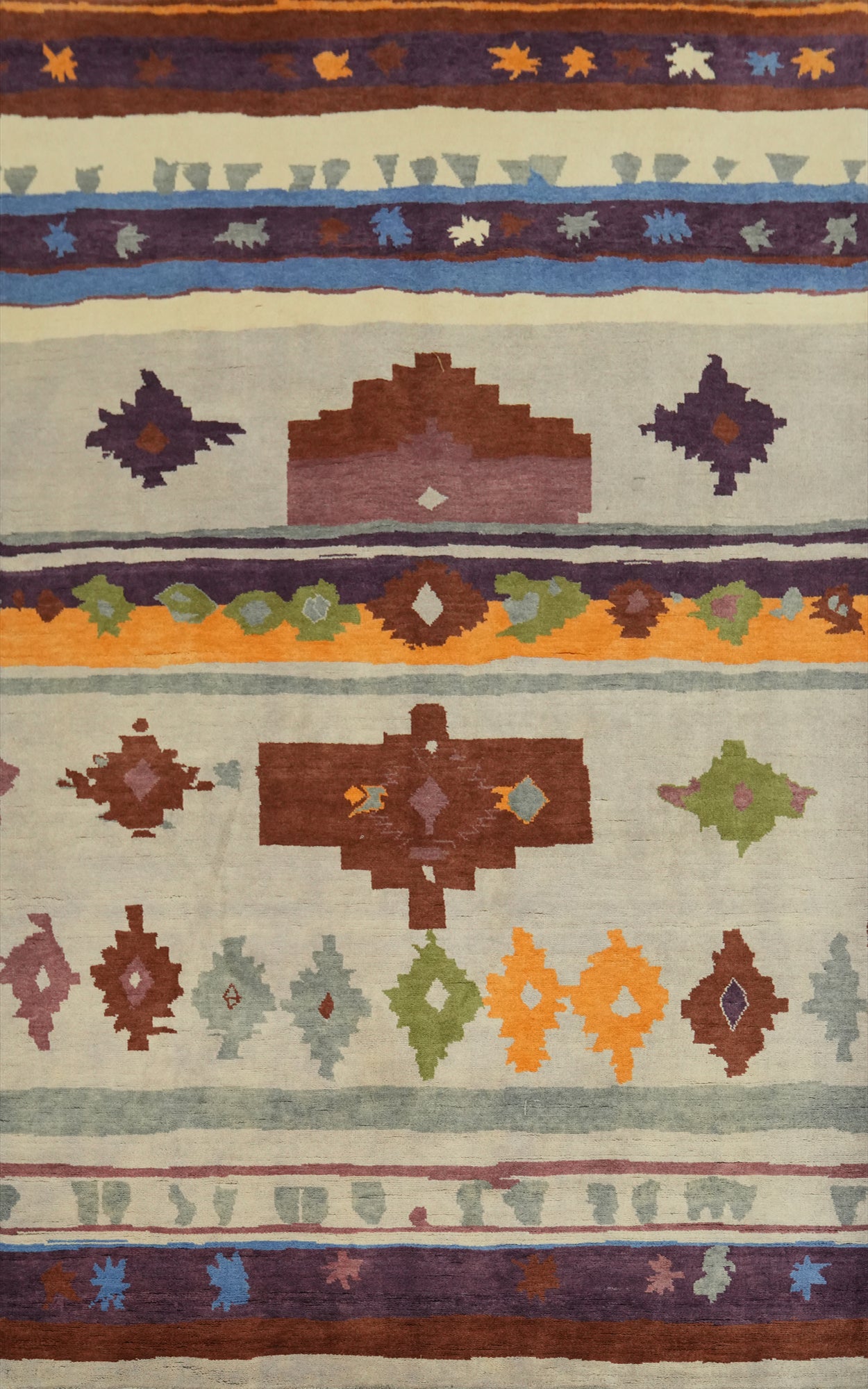 Vegetable Dye Geometric Gabbeh Turkish Area Rug 6x9