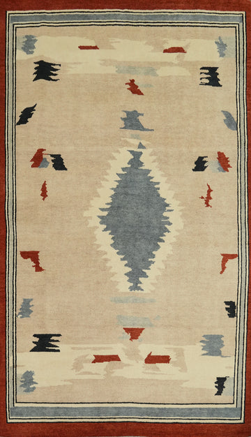 Vegetable Dye Wool Gabbeh Turkish Area Rug 5x8