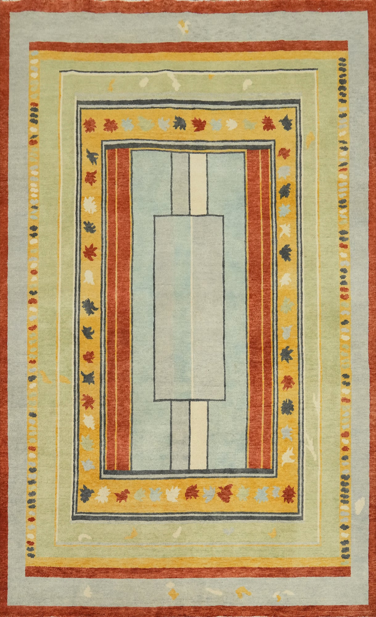 Geometric Gabbeh Vegetable Dye Turkish Area Rug 6x9