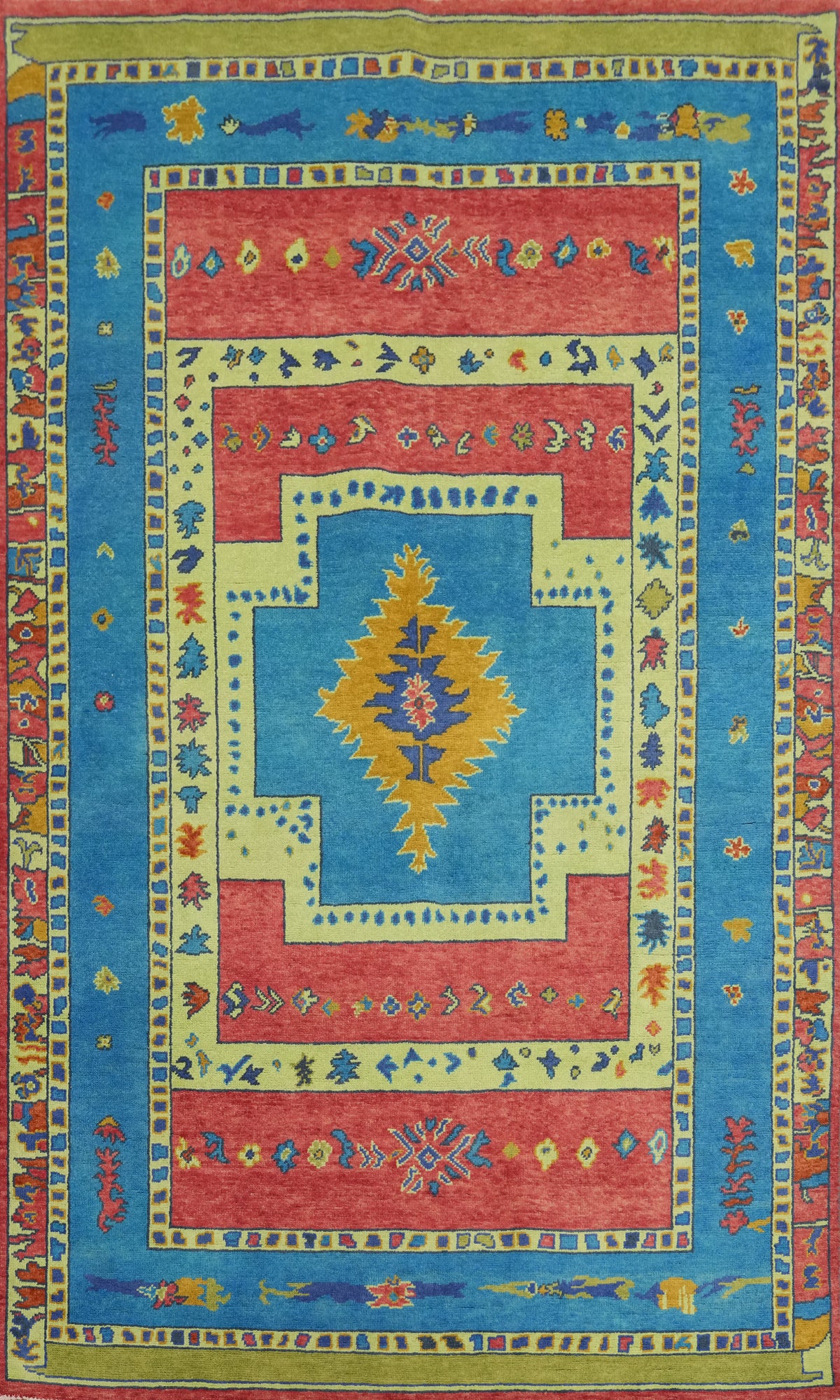 Geometric Wool Gabbeh Vegetable Dye Area Rug 5x8