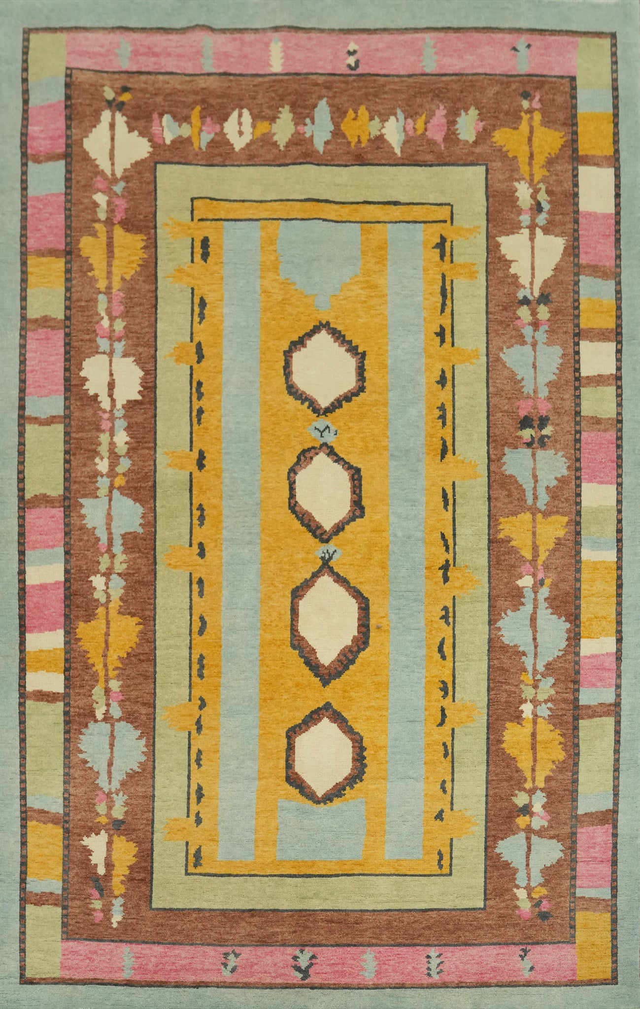 Geometric Wool Gabbeh Vegetable Dye Turkish Area Rug 6x9