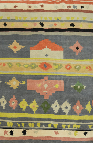 Vegetable Dye Gabbeh Turkish Area Rug 6x9