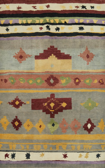 Vegetable Dye Gabbeh Turkish Area Rug 6x9