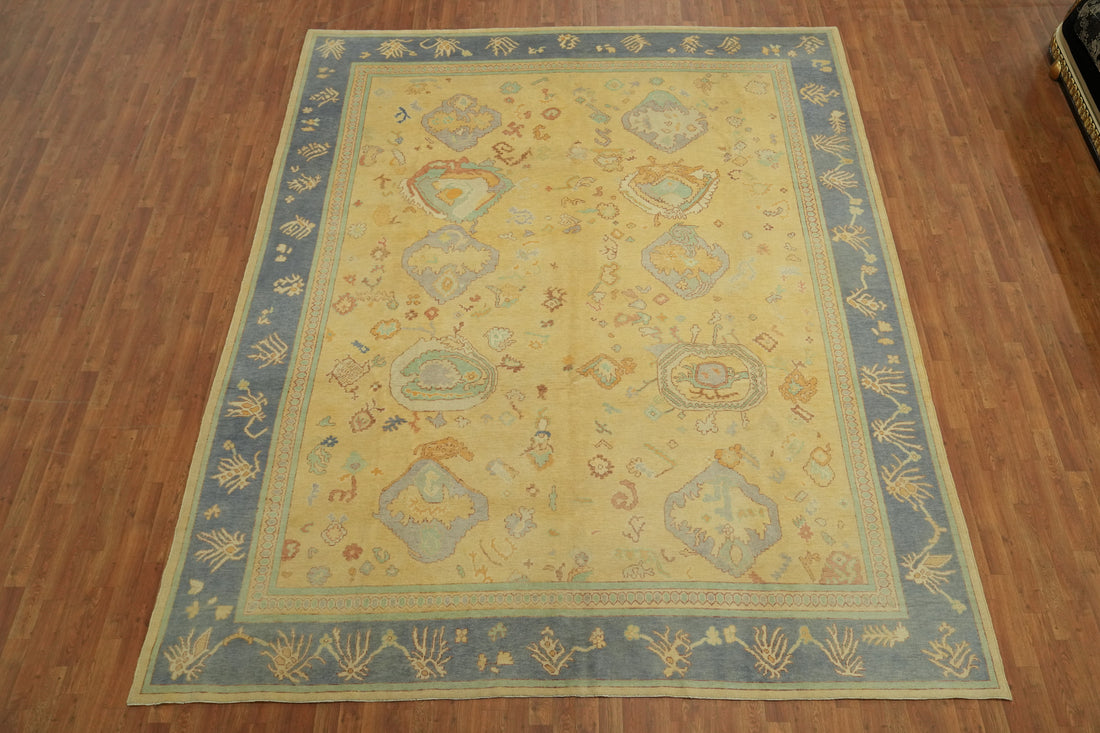 Vegetable Dye Gold Oushak Turkish Area Rug 10x13