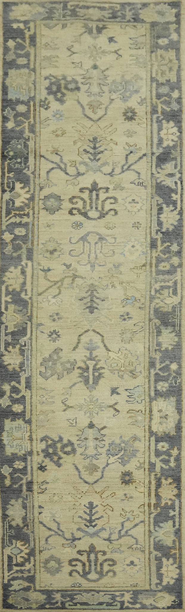 Vegetable Dye Wool Oushak Turkish Runner Rug 3x11