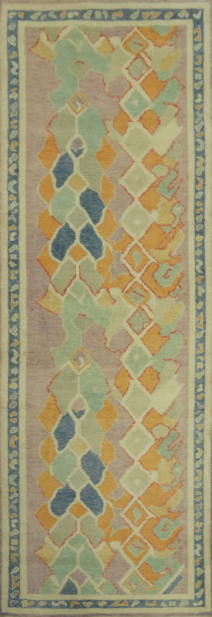Vegetable Dye Wool Oushak Turkish Runner Rug 3x10