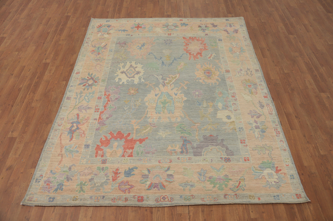 Vegetable Dye Wool Oushak Turkish Area Rug 6x8