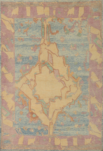 Vegetable Dye Wool Oushak Turkish Area Rug 6x8