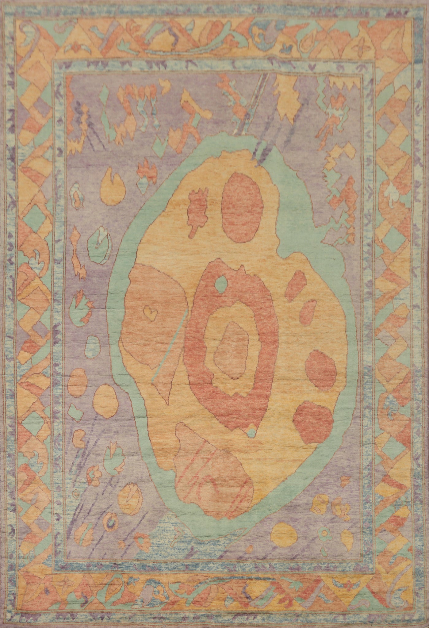 Vegetable Dye Wool Oushak Turkish Area Rug 6x8