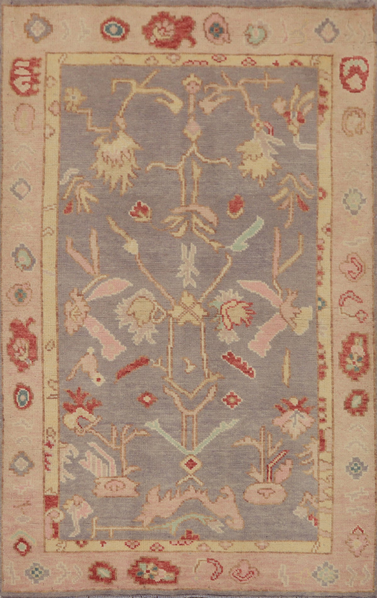 Vegetable Dye Wool Oushak Turkish Rug 3x5