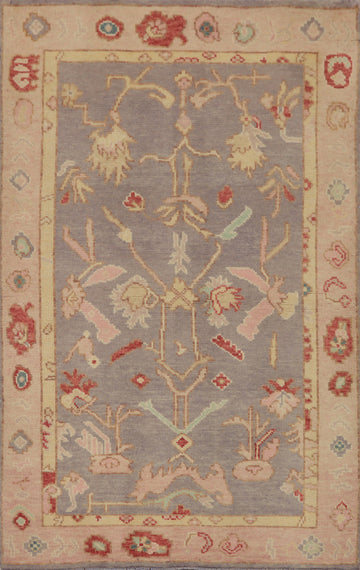 Vegetable Dye Wool Oushak Turkish Rug 3x5