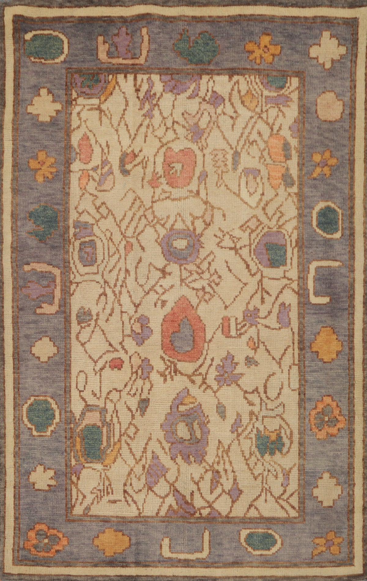 Handmade Wool Oushak Vegetable Dye Rug 3x5