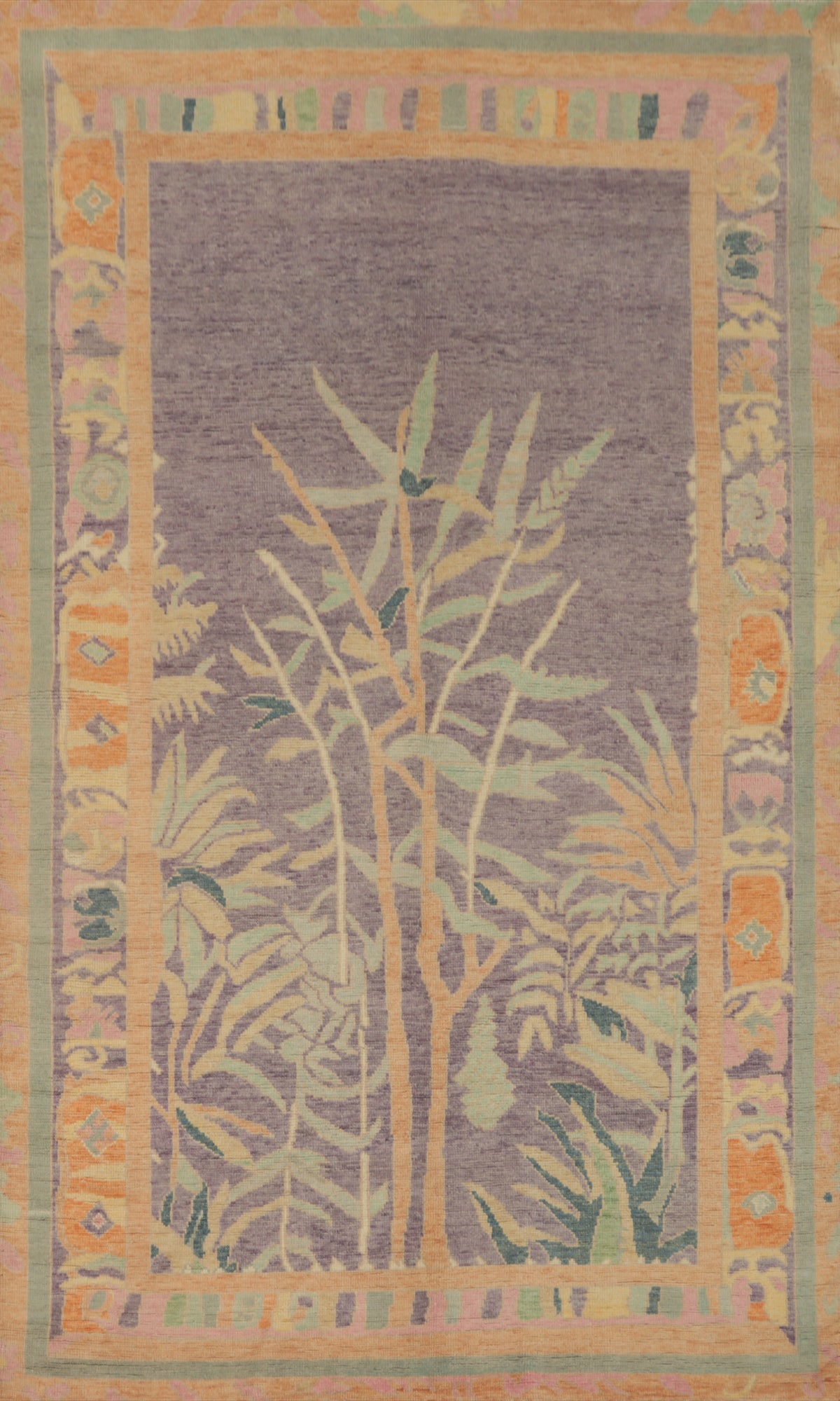 Purple Wool Oushak Vegetable Dye Area Rug 5x8