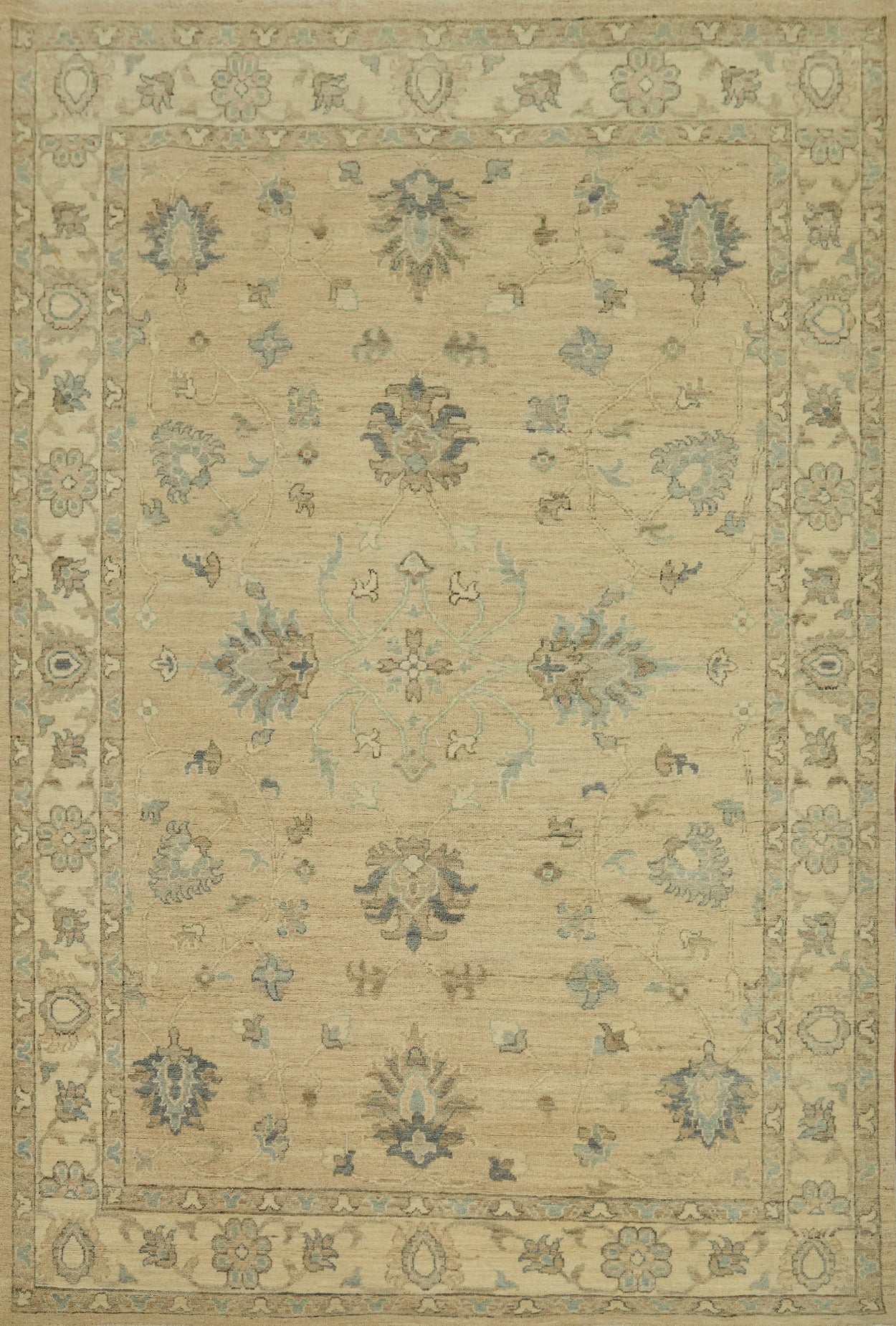 Vegetable Dye Wool Oushak Turkish Area Rug 6x9