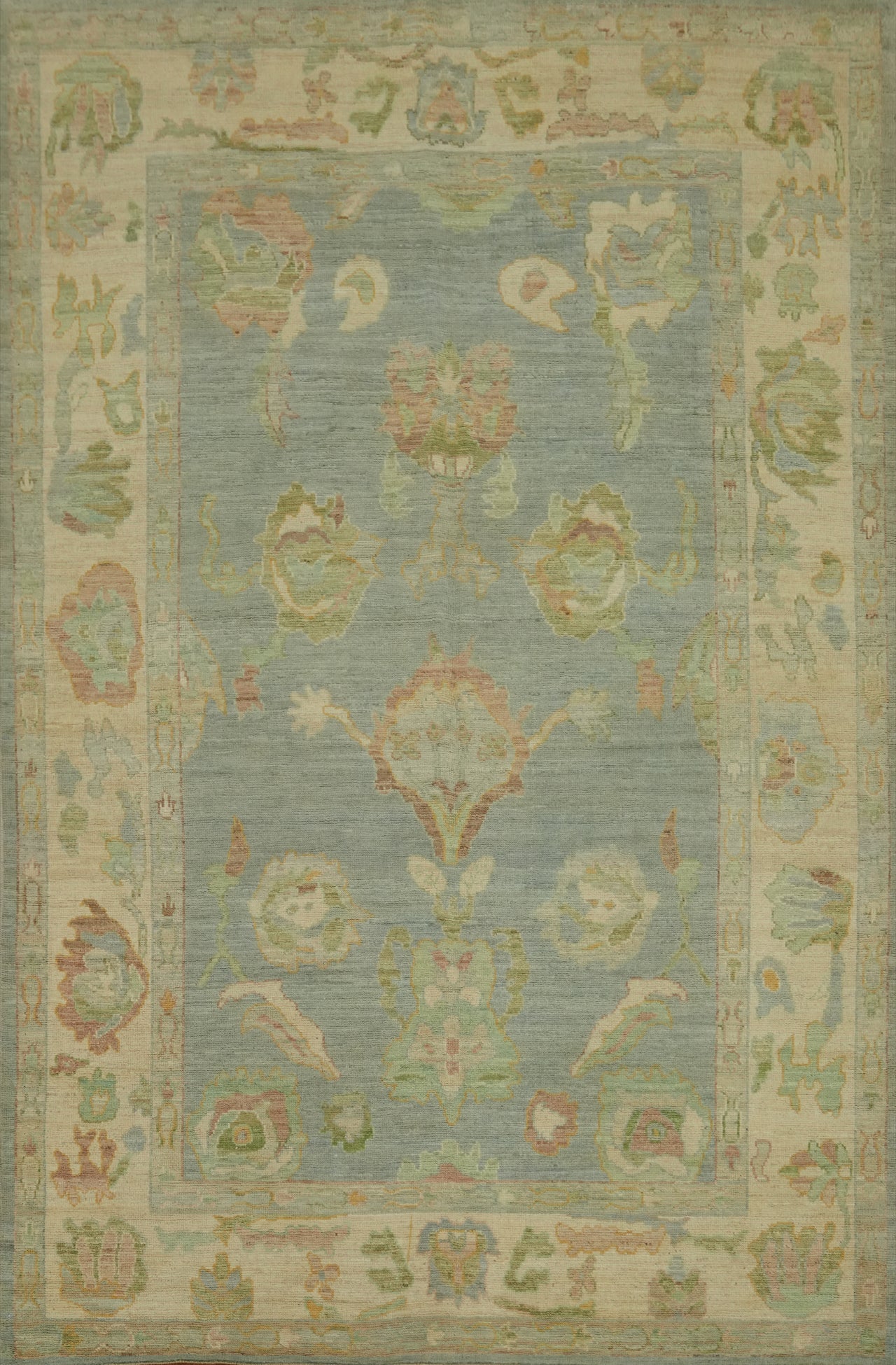 Vegetable Dye Wool Oushak Turkish Area Rug 6x9