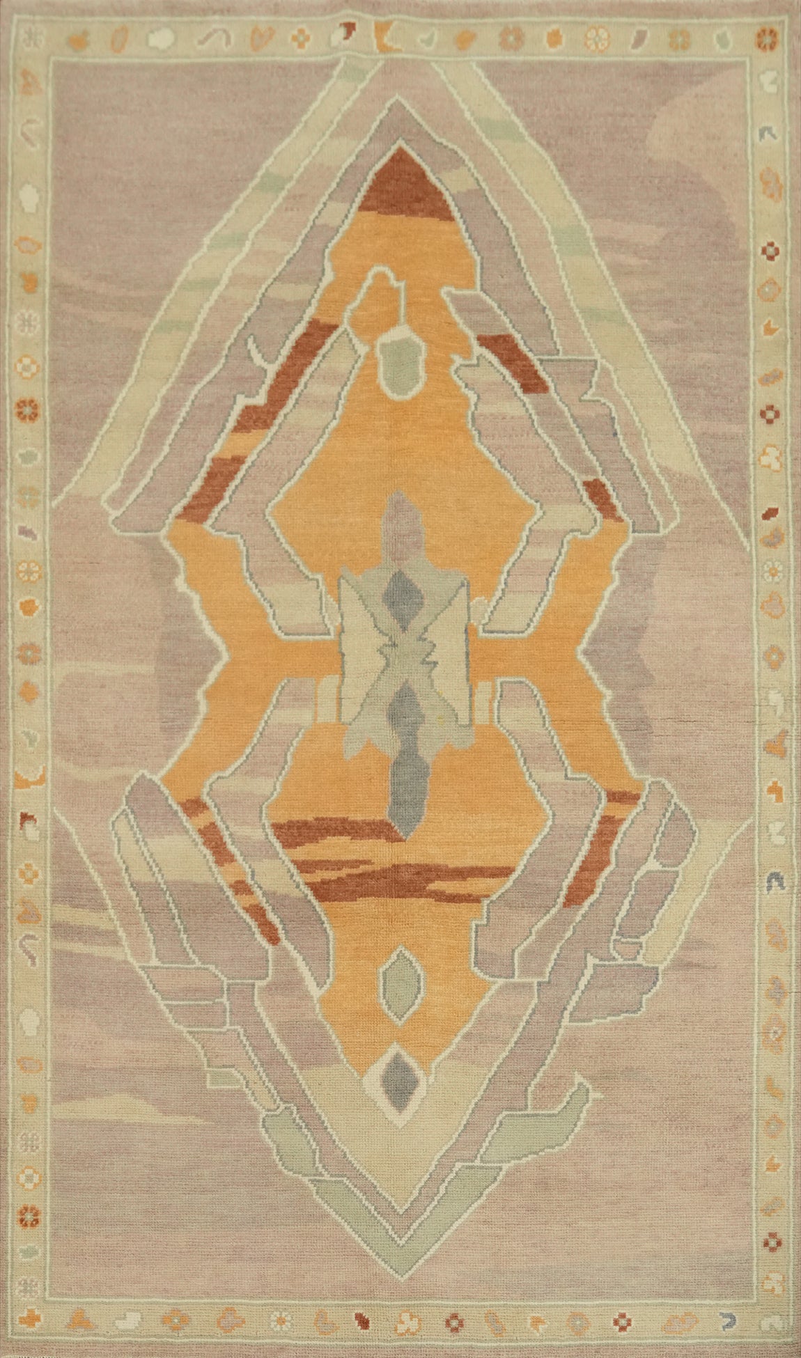 Vegetable Dye Wool Oushak Turkish Rug 4x7