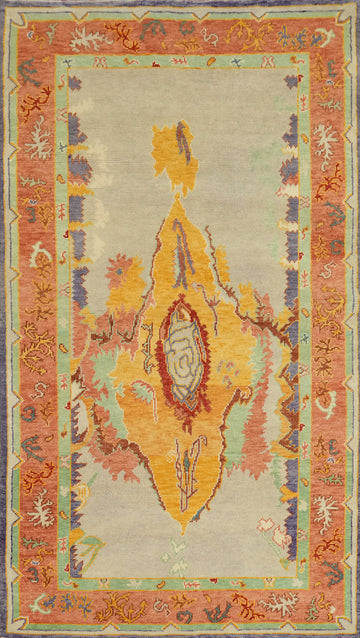 Vegetable Dye Wool Oushak Turkish Rug 4x7