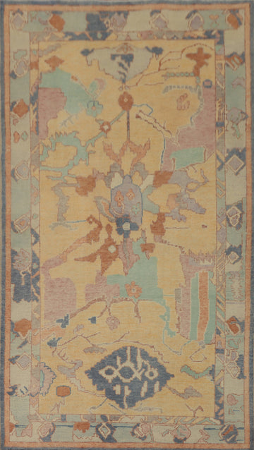 Vegetable Dye Wool Oushak Turkish Rug 4x7