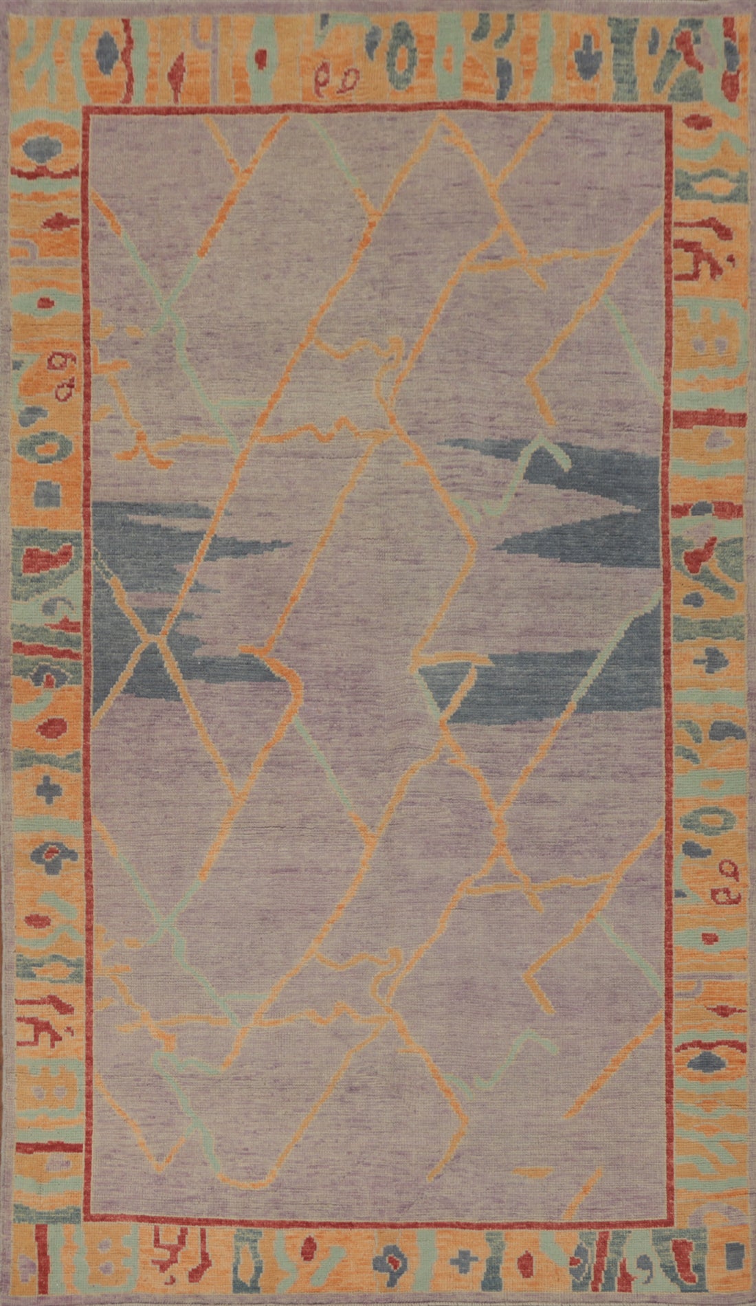 Handmade Wool Purple Oushak Vegetable Dye Rug 4x7