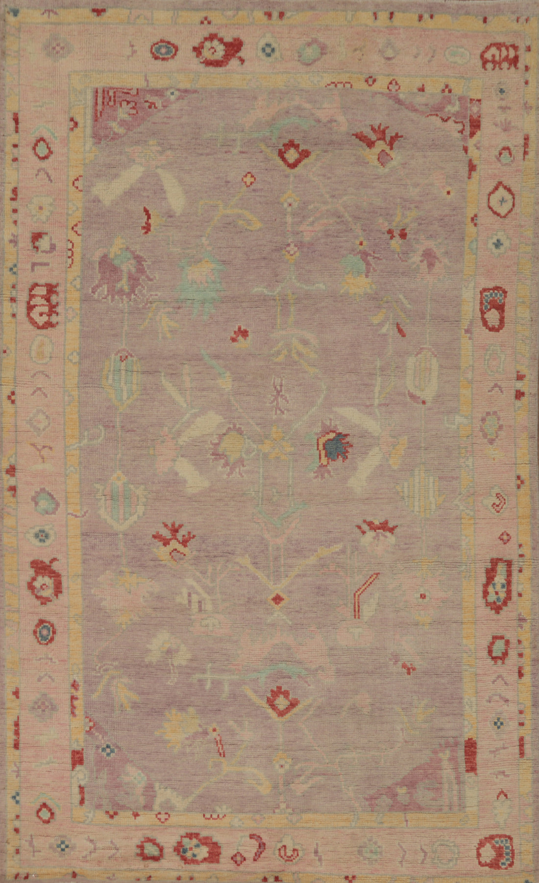 Handmade Floral Oushak Vegetable Dye Rug 4x7