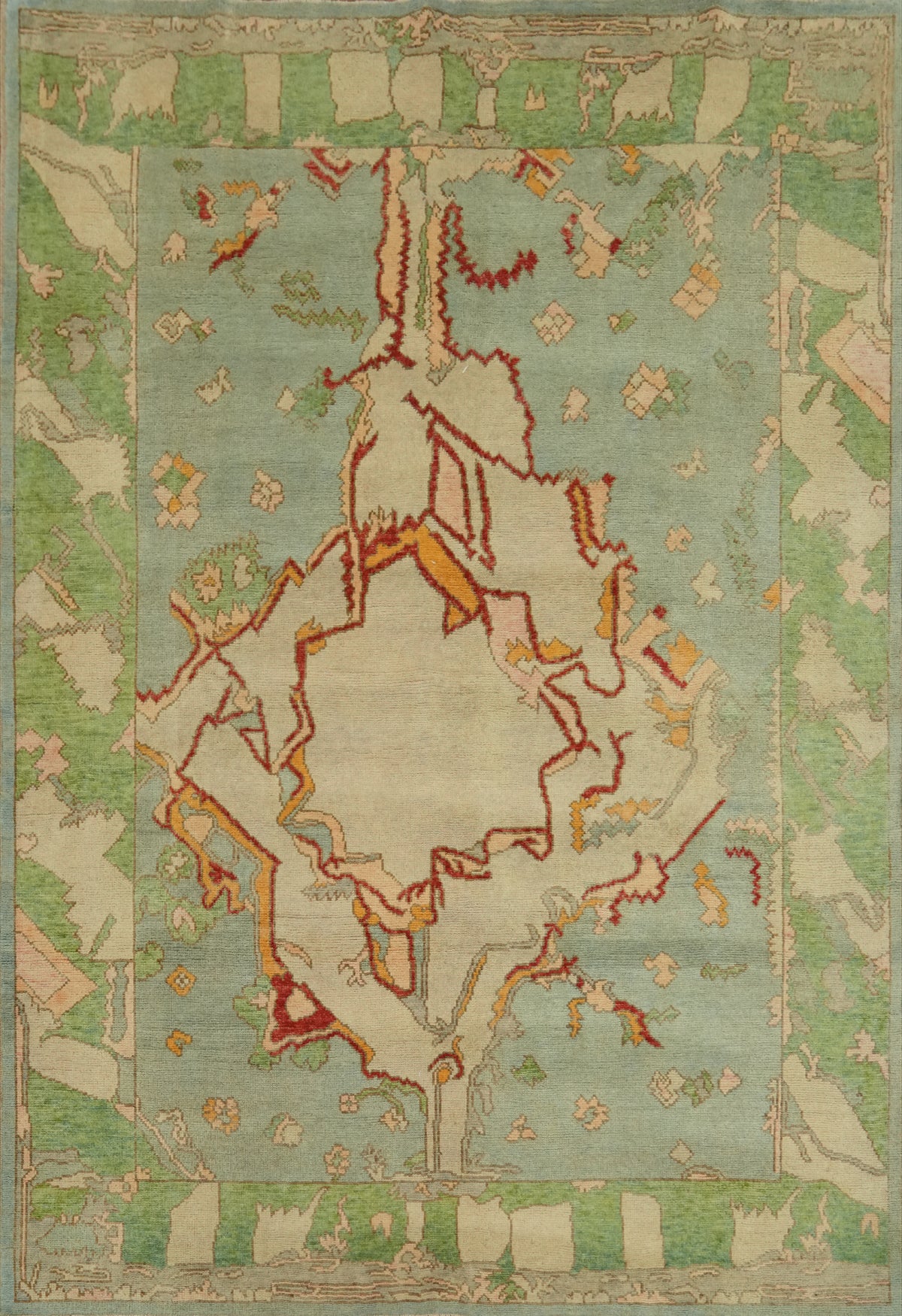 Vegetable Dye Wool Oushak Turkish Area Rug 6x8