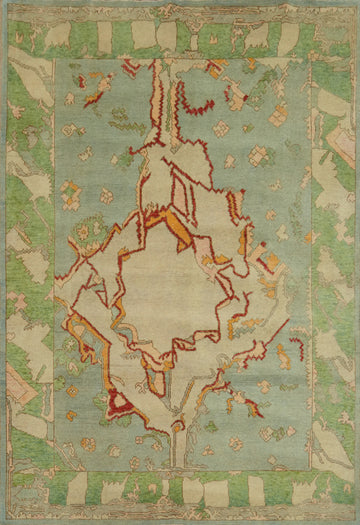 Vegetable Dye Wool Oushak Turkish Area Rug 6x8