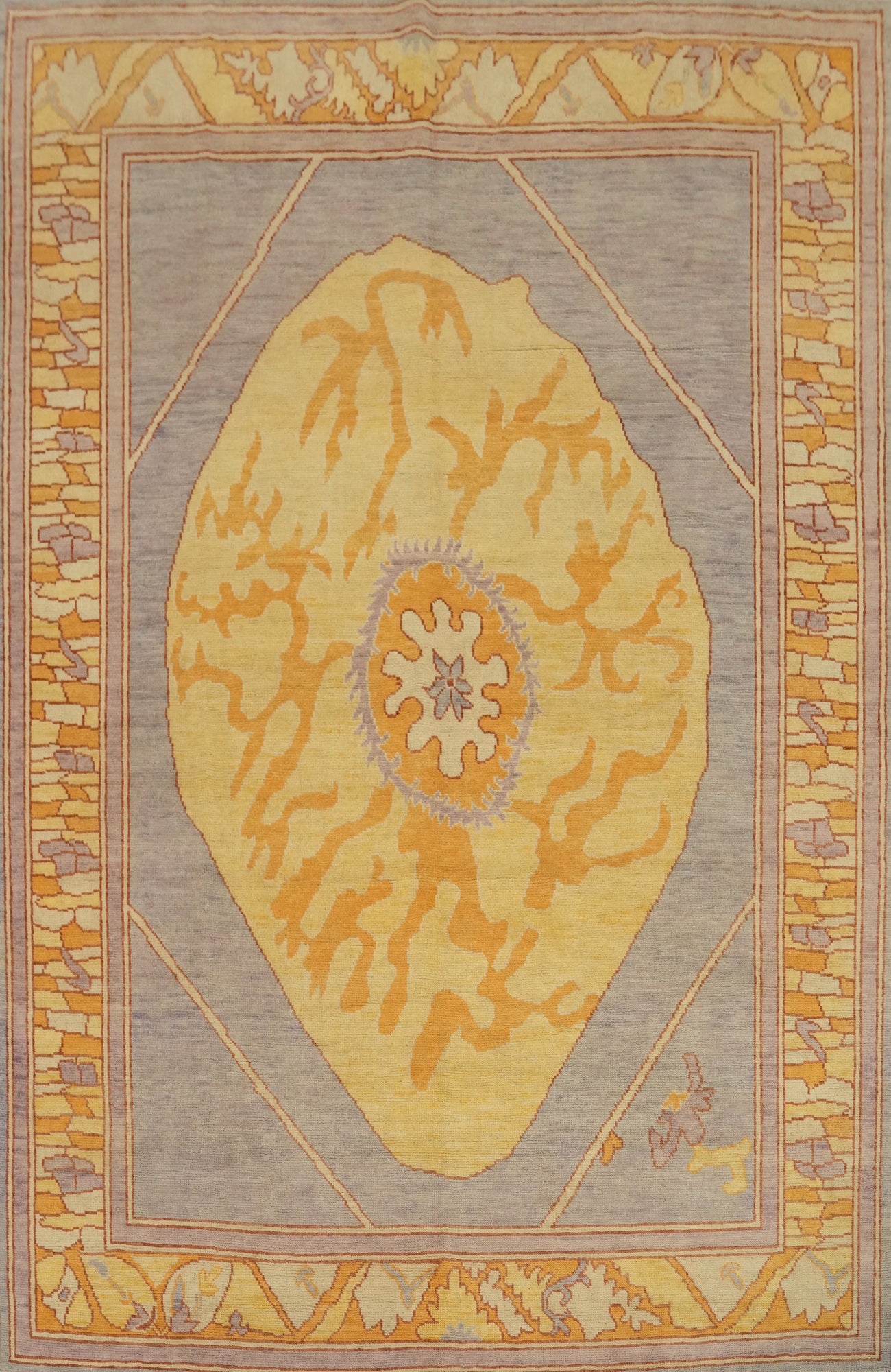 Vegetable Dye Wool Oushak Turkish Area Rug 6x8