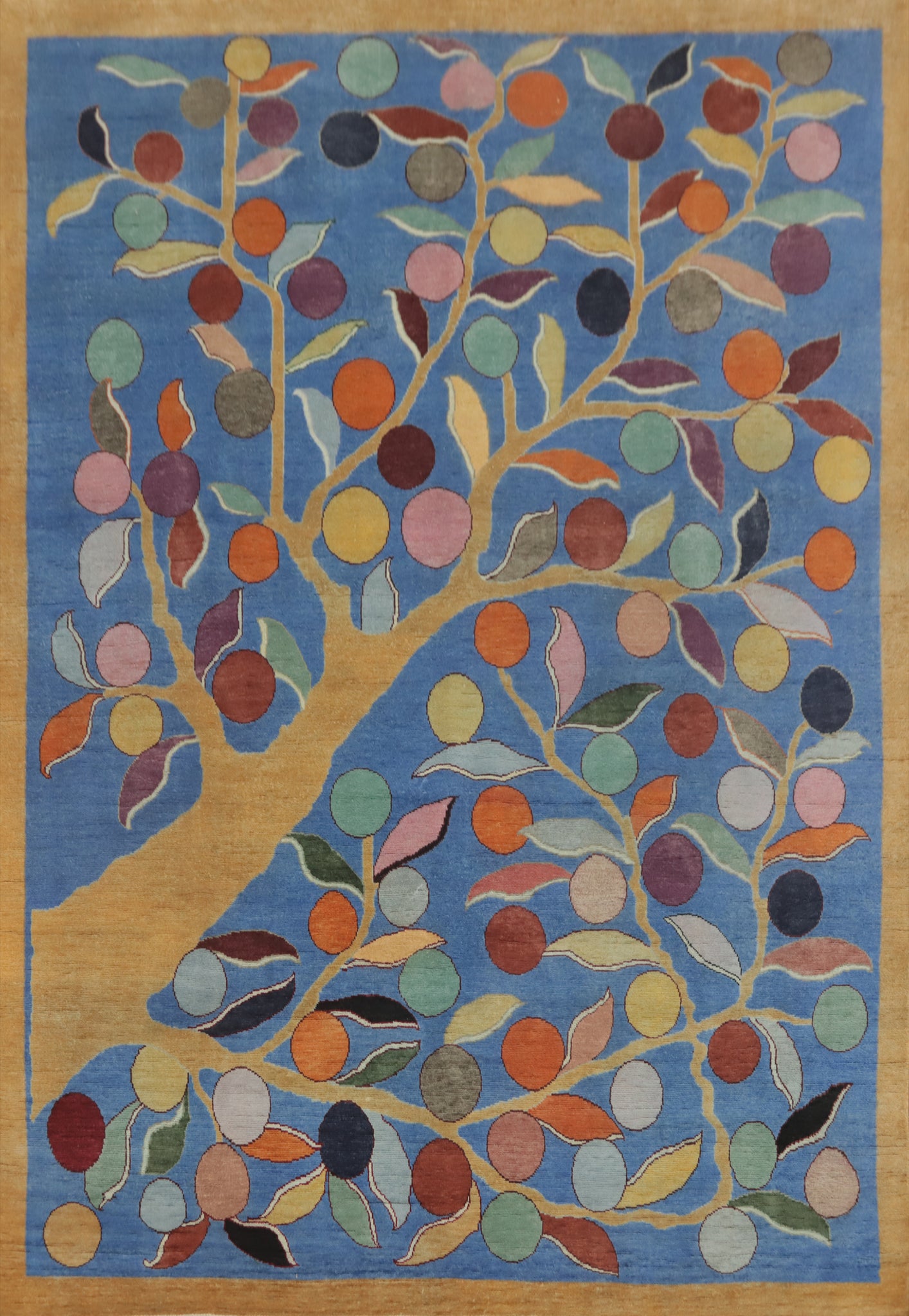 Vegetable Dye Blue Art Deco Chinese Area Rug 8x10