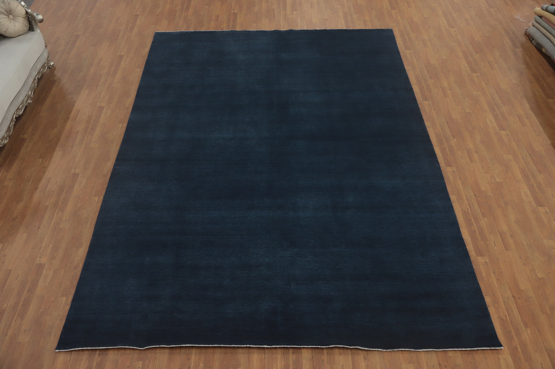 Vegetable Dye Navy Blue Gabbeh Turkish Large Rug 10x14