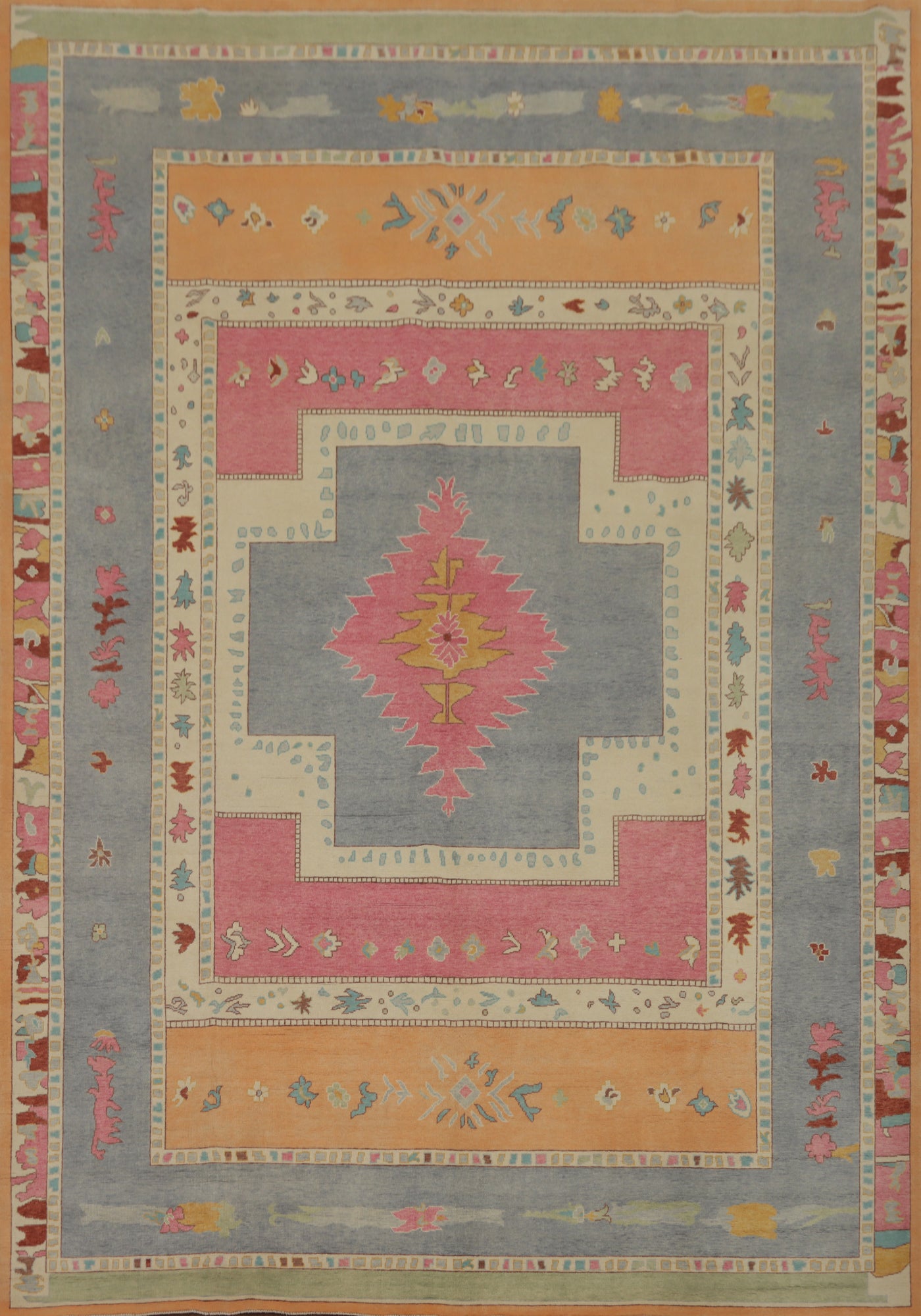 Vegetable Dye Geometric Gabbeh Turkish Large Rug 10x14