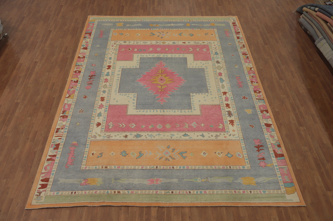 Vegetable Dye Geometric Gabbeh Turkish Large Rug 10x14