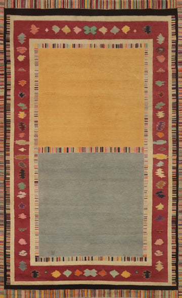 Vegetable Dye Geometric Gabbeh Turkish Area Rug 8x13