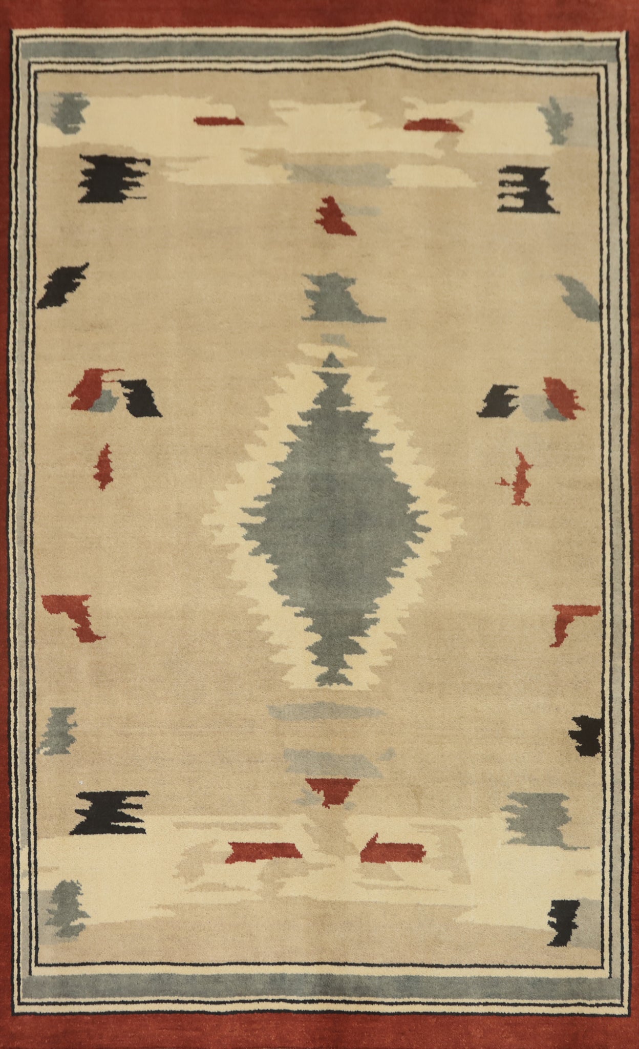 Vegetable Dye Wool Gabbeh Turkish Area Rug 5x8